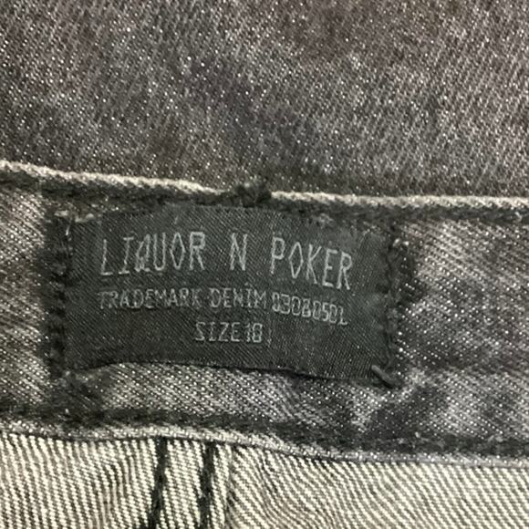 Liquor N Poker Black Raw Hem Mid Rise Distressed Straight Ankle Denim Jeans 10 - Picture 5 of 6